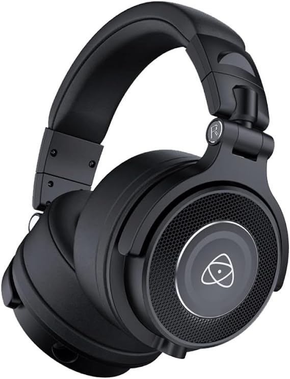 Atomos StudioSonic Professional Wired Over-Ear Headphones Studio Monitor Sound Quality for Recording, Mixing & Content Creation Black | 50mm High-Res Drivers, 10hz-40khz Response, Detachable Coiled Cable, 3.5mm Plus 6.3mm Plugs, 180 Degree Swivel