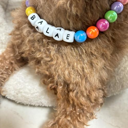 Personalisiertes Hundehalsband mit Perlen, Abnehmbare Namenskette, Niedliche Bunte Perlenhalsbänder für Hunde, Hundehalsband mit Hundemarke, Geschenke für Hunde