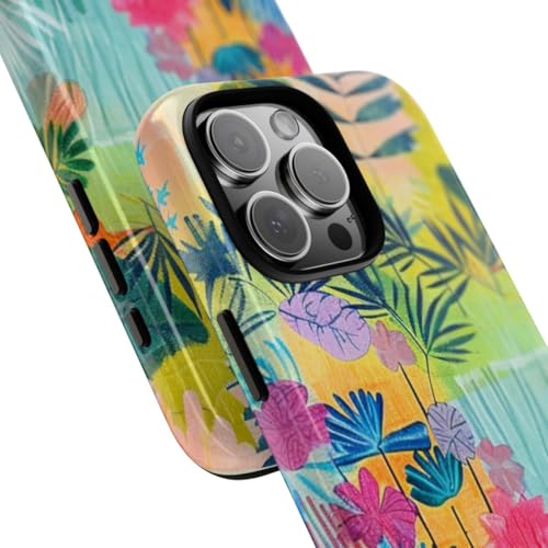 Coque iPhone 16 Pro Max jardin tropical brillant protection multicolore