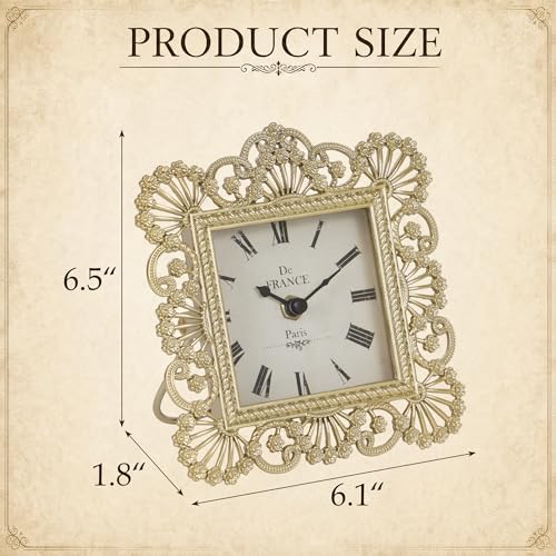 Reloj de mesa dorado elegante con acabado artesanal decorativo 7