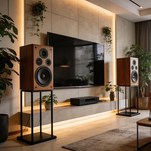 Soporte de diseño minimalista para altavoces con estructura robusta de doble nivel 2