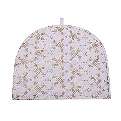 Image of Gold Ombre Mandala Handmade Cotton Printed Tea Cosy Cotton Kitchen Accessories White and Gold Color Royal Tea Cozy Cover White and Gold Kettle Tea Pot Cover 14X11 Inch