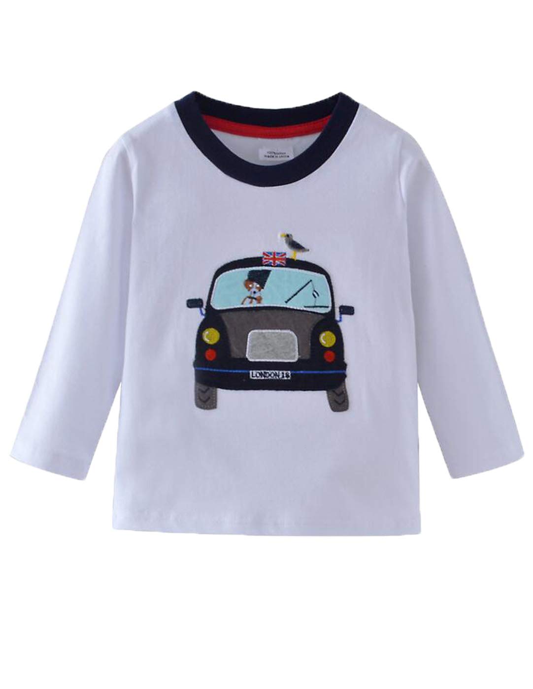 Mengmeng Cartoon Crocodiles Elephants Tee 100% Cotton Baby Boy Long Sleeve T-Shirt