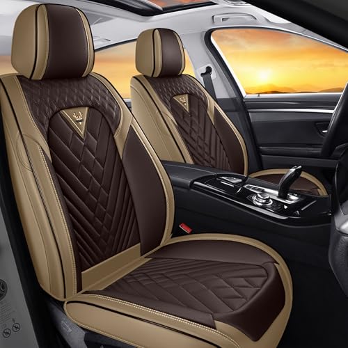 Image of for Toyota RAV4 Seat Covers 2008-2026, Waterproof Car Seat Covers | Nappa Leather Seat Covers for RAV4 Front Set, Airbag Compatible, Full Coverage Seat Protectors, Easy Install(Brown /Curry)