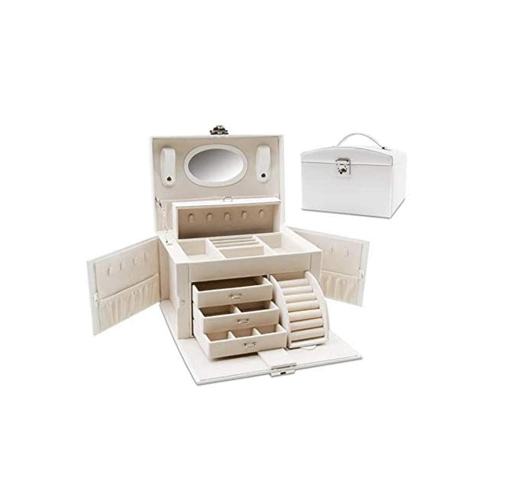 Scatola per gioielli per le donne Ragazze Specchio Collana Anello Anello Orecchini Organizzatore per piccoli oggetti Scatola di stoccaggio Multi-plaid Storage Scatole di gioielli, scatola di imm