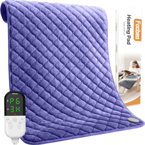 Image of King Size Heating Pad for Back Pain 32 inchx24 inch Extra Large Electric Heating Pad for Period Cramps Relief & Body Neck Shoulder Auto Shut Off Heat Pad Temperature Settings Machine Washable Drak Blue