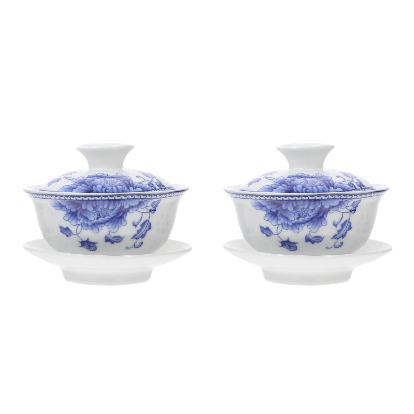 MAGICLULU Traditionelle Chinesische Teetasse Mit Deckel Aus Keramik 3.54X3.54X5.51 Zoll Vintage Teeschale Für Zuhause Umweltfreundliche Teetasse Mit Sieb Für Küche Und Alltag