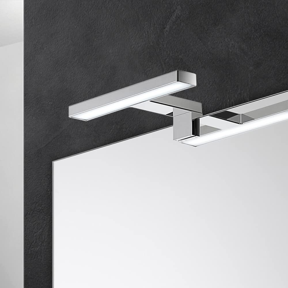 Inbagno Specchio con Lampada LED 50x70 Reversibile, Completa di Luce LED a Risparmio energetico, Luce Naturale (Stile 6)