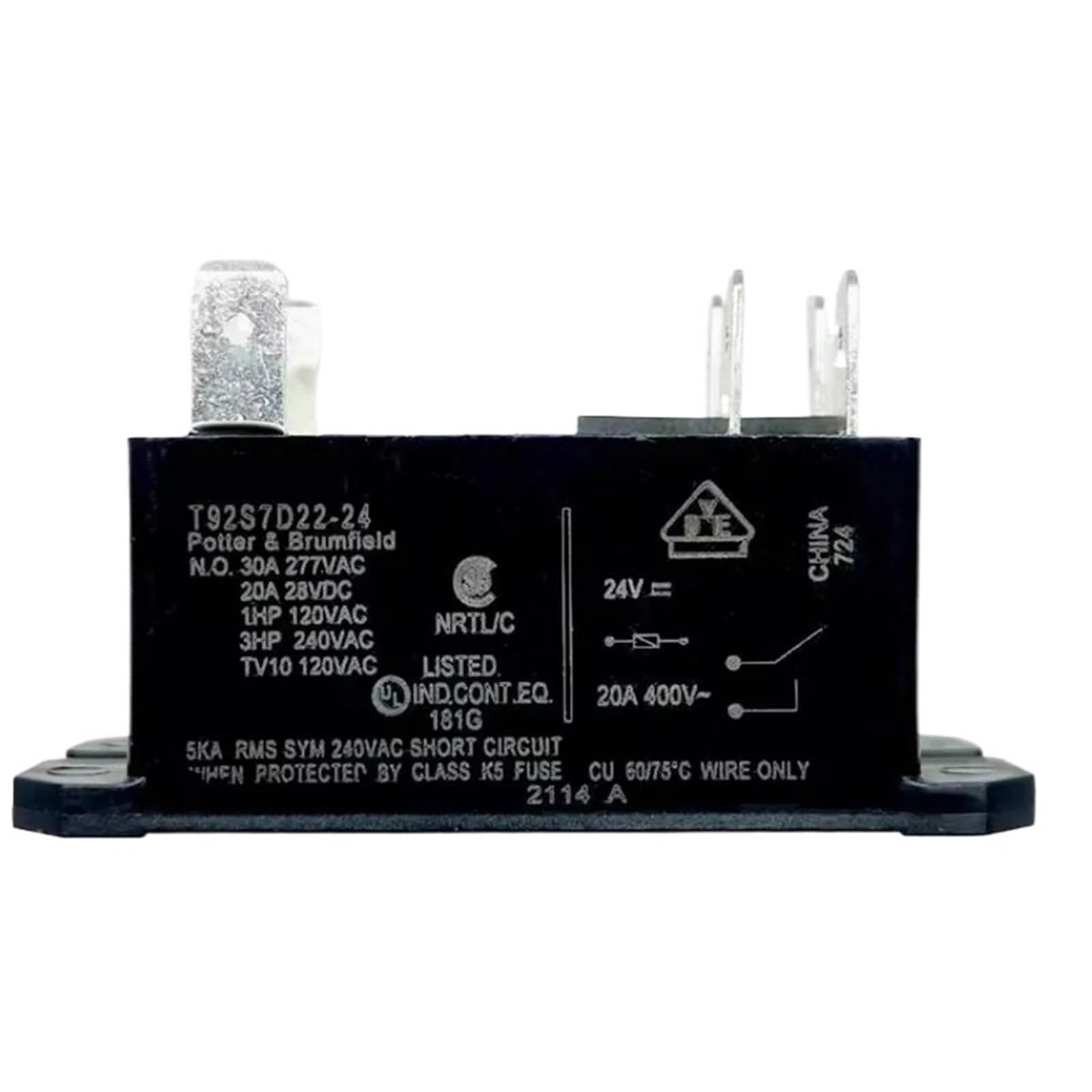 Relais T92S7D22-24 24V DC résout les pannes de commutation 30A 6 broches