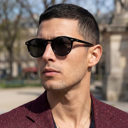 Image of CARFIA Acetate Polarized Sunglasses for Men Retro Classic Round Shades