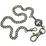 watchvshop Pocket Watch Chain Antique Brass Color Albert Chain for Men with Cross Design Charm Fob and Large Lobster Clasp Swivel Clasp ACF176A