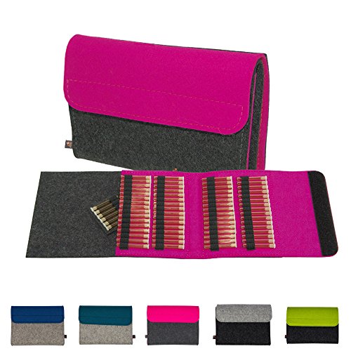 Trousse de pharmacie Premium d'ebos ? Trousse de secours ? Poches de granules en véritable feutre de laine ? 64 boucles pour flacons à granules, tubes à granules | Etui à granules, trousses à granules, pochette d'homéopathie comme ensemble pour la conservation de l'armoire à pharmacie homéopathique (rose fuchsia)