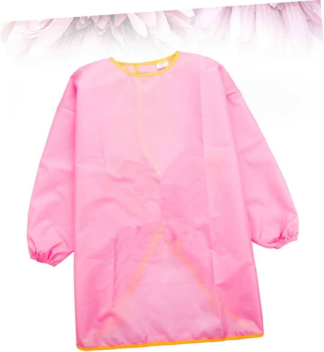 Waterproof Painting Apron and Art Smock for, Long-Sleeved Pink, Size M (Fits 105-130Cm Height), Splash-Proof Protective Smock for Boys and ’ Drawing and Craft Activities