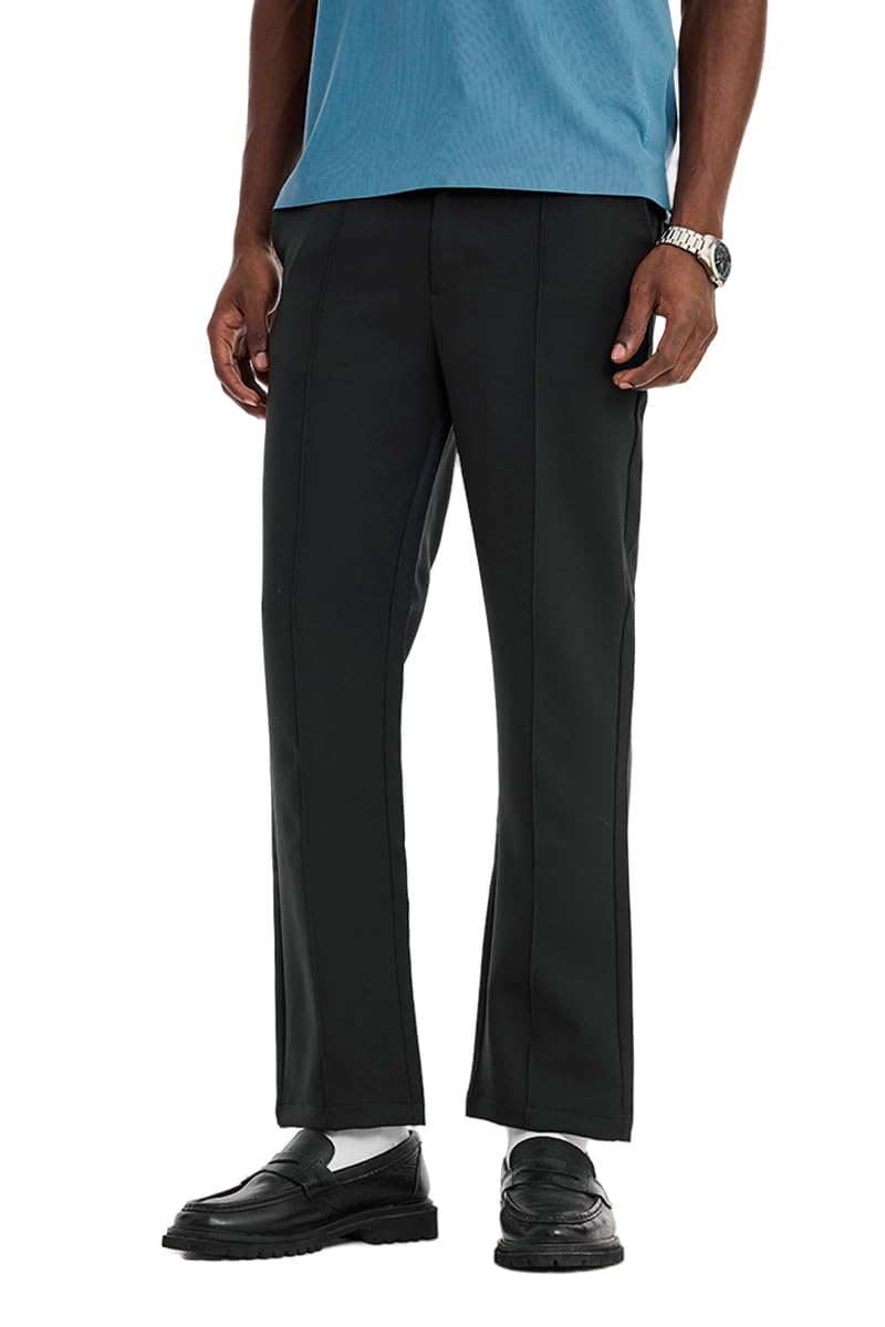 snitch Men Trousers Formal Straight Fit Solid Textured Style with Pintuck Detail | Stretchable Polyester Blend Fabric for Office & Smart Casual Wear-picture-37