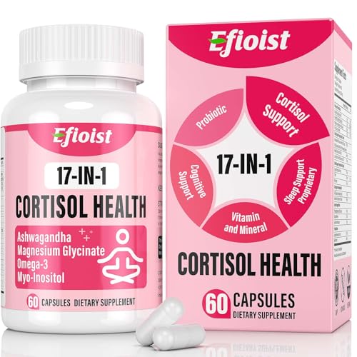 Cortisol Reducer, 17-in-1 Cortisol Supplement for Women, Hormone Harmony for Women with Ashwagandha, Rhodiola Rosea, Magnesium Glycinate, Omega-3, for Mood, Focus, Sleep Support, 60 Capsules