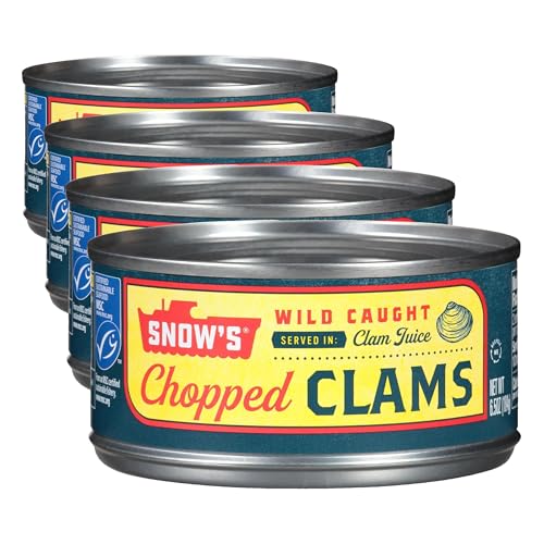 Image of Snow's Wild Caught Chopped Clams Canned,6.5 oz Can - 5g Protein Per Serving - Gluten Free,Keto Friendly,99% Fat Free,(Pack of 4)