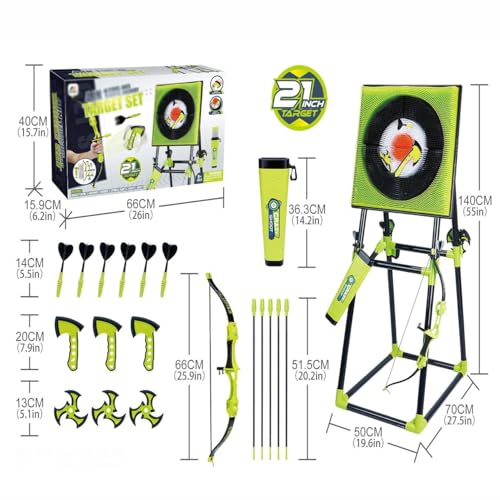 4 in 1 Deluxe Axe -Wurfspiel -Set für Erwachsene mit zusammenklappbarem Stand, Backyard & Indoor Outdoor Sports -Aktivitäts -Set umfasst Achsen, Darts, Schleifen und Wurfsterne mit Target Board – Bild 3