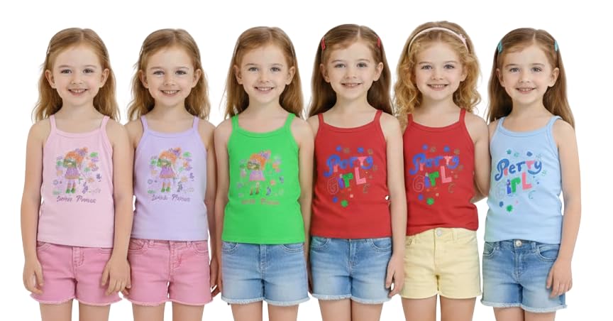 Image of Girls Kids Cindrella & Friends Printed Girl Vest| 100% Cotton| Skin Friendly | Lightweight | Sleeveless Design | Best for School Girls Pack of 6 - Assorted