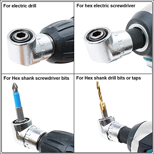Autotoolhome 105 Degree Right Angle Driver Drilling And Driving Power Screwdriver Drill Attachment Adapter With 1/4-Inch Hex Quick Change Drive And Magnetic Bit Socket #TOP3