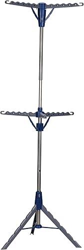 Household Essentials 5012-1 Estante portátil de 2 niveles de tres cápsulas Ropa seca húmeda o colgar ropa Plata y azul Household Essentials 5012-1 Estante portátil de 2 niveles de tres cápsulas Ropa seca húmeda o colgar ropa Plata y azul