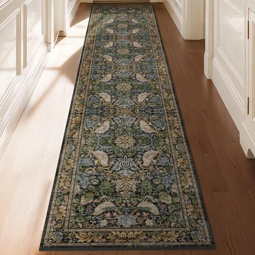 Extra Long Runner Rugs for Hallways - Farmhouse 2x10 Runners for Kitchen Laundry Room Hall Way, Washable Non Slip Low Pile Forest Animal Rugs