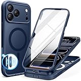 Picture of BERFY for iPhone 17 Pro Max Case, Compatible with MagSafe, Built-in 9H Tempered Glass Screen Protector and Camera Protection, Full Body Shockproof Translucent Matte Phone case for 17 Pro Max 6.9",Blue