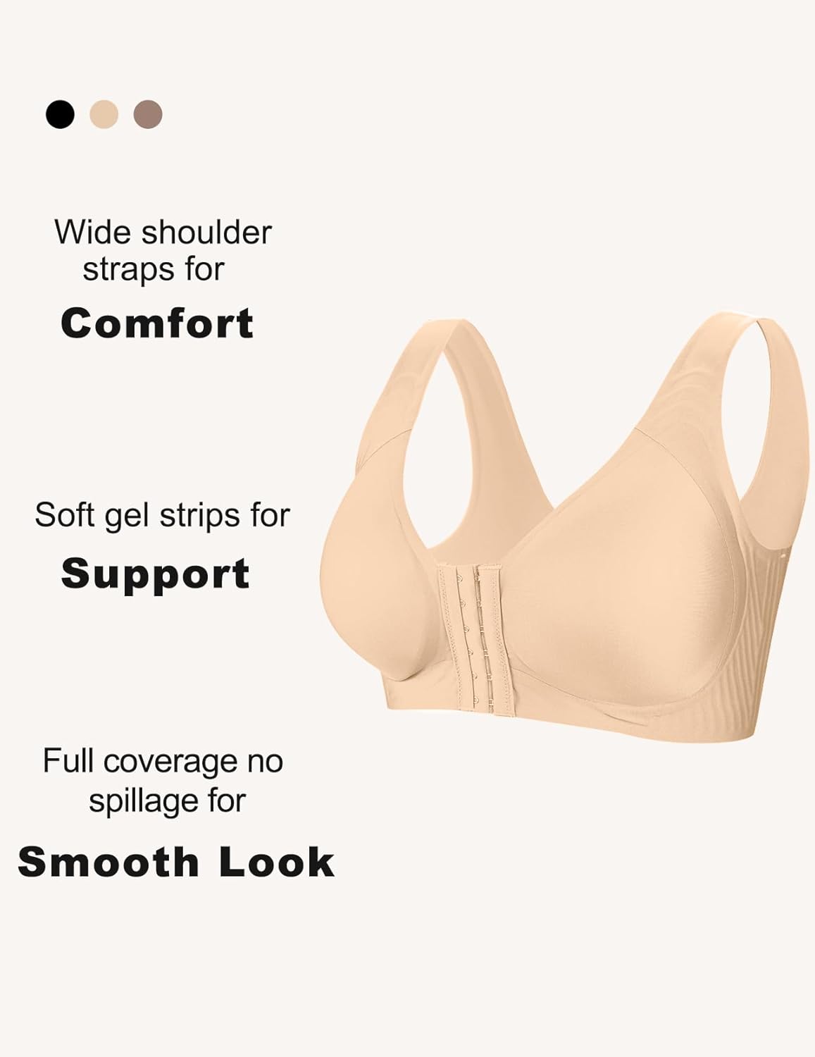Seamless Front Closure Bras for Women No Underwire Back Support Bra Full Coverage - Image 4