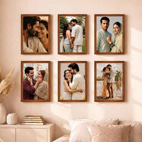 Image of Art Street Premium Photo Frame for living room, Classic Aesthetic Design Photo Frames for Photograph, Art Work, Kids Room Set of 6 (8x12 Inch, Brown)