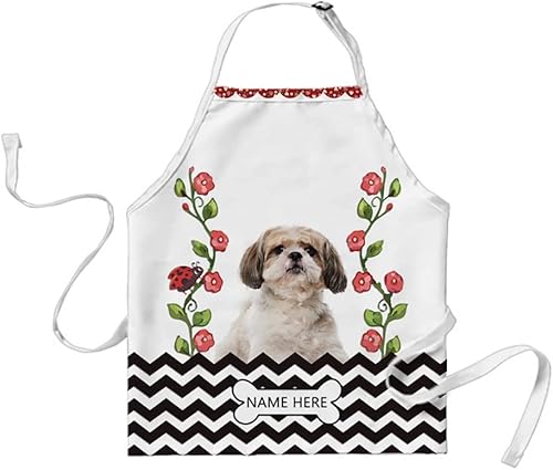 BAGEYOU Delantal de samoyedo de perro lindo personalizado con rayas blancas y negras de flores