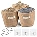 3 Pz Retrò Borse Portaoggetti da Appendere, Hotipine pieghevoli da Parete Borsa Appeso in cotone e lino con manico e 6 ganc per trucchi chiavi e piccoli oggetti L'Ufficio Bagno Cucina (14 * 13 cm)