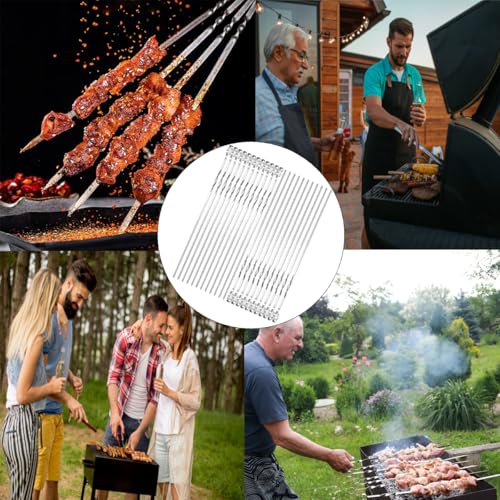 Mino Plus 30 Stückspieße grillen, 40cm grill skewers long,kebab spieße,grillspieße edelstahl,Wiederverwendbar Schaschlikschpieße,BBQ Grillspieß für Grillpartys Freien und im Gar (B)