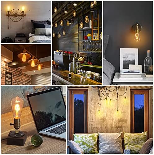 Vintage Edison Light Bulbs, TopLeder B22 Dimmable LED Bulb Bayonet Cap LED Filament Bulbs, 4W(40W Equivalent) 2700K Warm White, ST64 Amber Glass Decorative Bulbs, No Flicker Retro Bayonet Bulbs 6-Pack