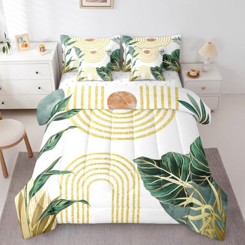 Erosebridal Modern Boho Green Bedding Set Full Minimalist Mid Century