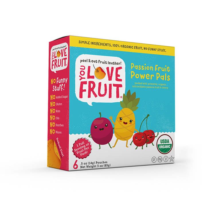 YOU LOVE FRUIT – All Natural Fruit Snacks, Healthy Snack Pack, Real Fruit! Gluten Free, Non GMO, Vegan, Fiber packed, Low Fat, Kosher, 0.5 oz Pouches (Pack of 6, Passion Fruit)