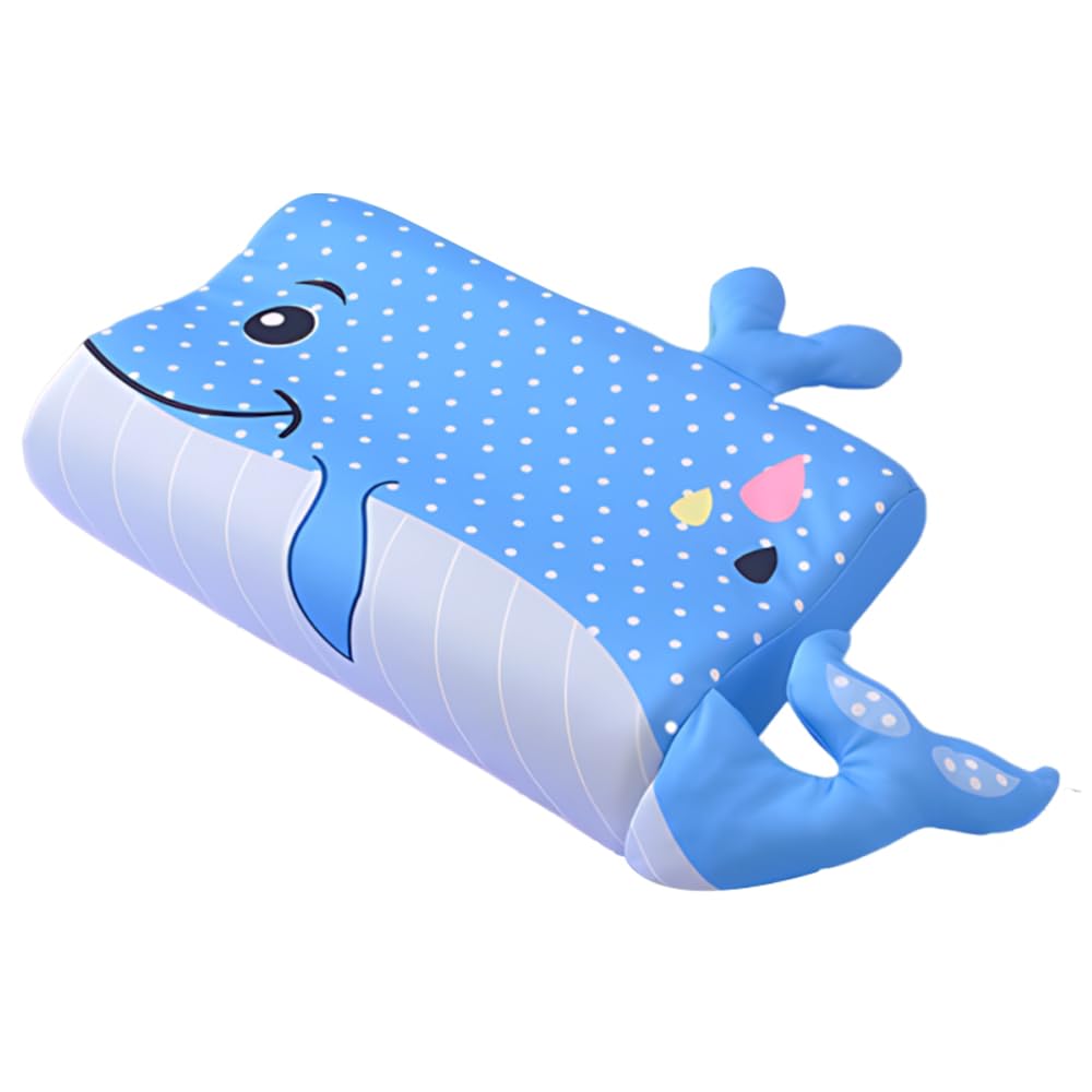 Schlummerkids Cojín, Genérico Kids Pillow, 45 * 27 * 6 cm Almohada Schlummerkids, Almohada para Niños, Diseño Ergonómico, Transpirable, con Animales Lindos(Ballena Azul)