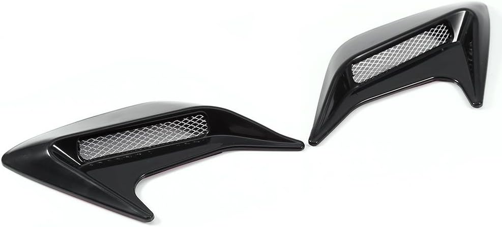 Qiilu 2pcs Car Decorative Air Intake Hood Scoop Vent, Outlet Intake Hood Vent Bonnet Universal DIY for Cars Trucks Black