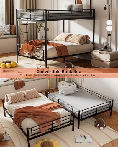 Miscoos MF310408AAB-B Durable Full Over Full Metal Bunk Bed With Guardrails And Built-In Ladder thumb #5