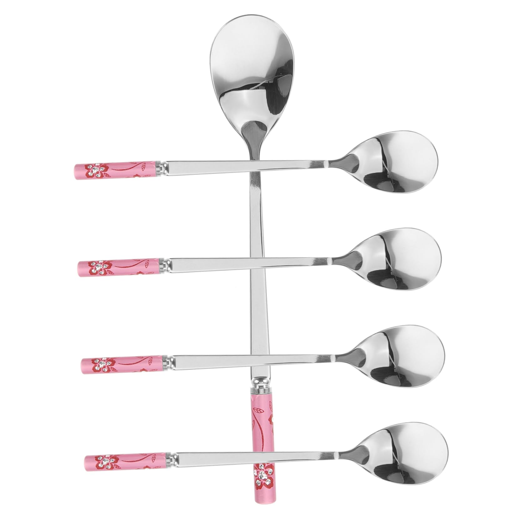 TOYANDONA 5 Ensembles Cuillère À Restauration Portable Petit Agitateurs Cuillères À Mélanger Pour Bar À Café Expresso Forme Scoop De Dessert Cuillère En Acier Inoxydable Rose 5 Pièces * 5