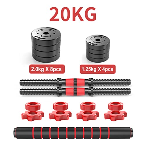 Jogo de Halteres 20kg vermelho aço emborrachado kit para crossfit treino pesado