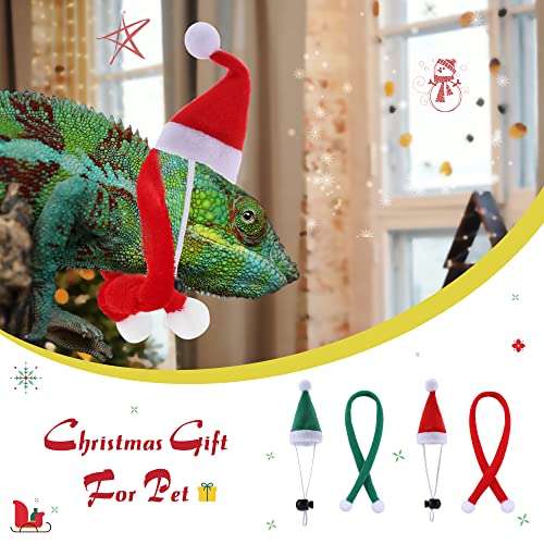 Mogoko 4Pcs Bearded Dragon Christmas Costume Lizard Santa Hat With Scarf Christmas Costumes Set With Adjustable Elastic Chin Strap For Bearded Dragon Guinea Pig And Small Animals Xmas Clothes #TOP1