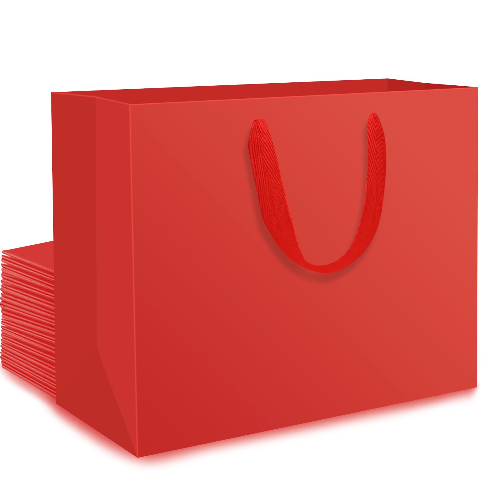 EUSOAR Sacchetti Carta Rosse con Manici - 20 Pezzi 230GSM Shopper Carta Rosse Medie M 27x8x21cm - Buste Regalo Rosse - Red Gift Bags - Sacchetto Regalo Medio per Feste Compleanno Uomo Natale Presente