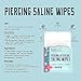 BASE LABORATORIES Piercing Aftercare Wipes | Cleanses & Sanitizes | Piercing Cleaner Wipes for Nose, Ear, Lips | Saline Solution for Piercings | Keloid Bump Removal & Piercing Bump Treatment -75 Wipes