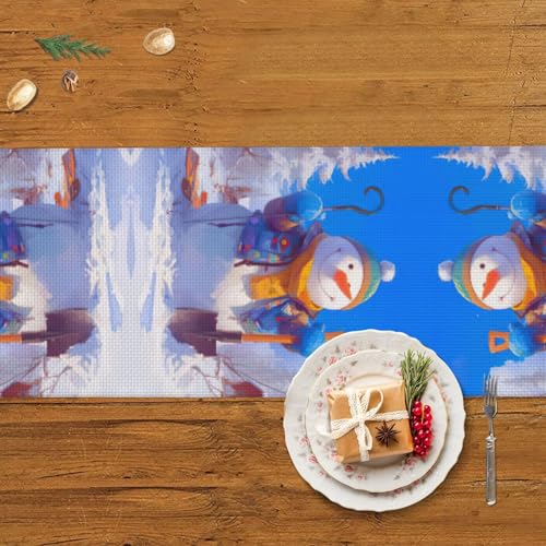Chemin de table bonhomme de neige pour une décoration de table de ferme authentique