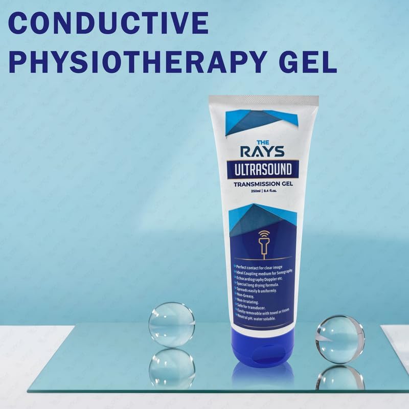 Image of OTICA The Rays Ultrasound Gel for Physiotherapy, 250ml Conductive Gel for TENS Machine, Doppler, ECG, Sonography,EMG & EEG | Water-Soluble Formula Based & Paraben Free Transmission Gel | Pack of 10