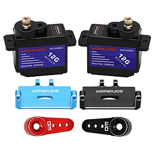 Woaeiuos 12G Rc Digital Servo, High Torque Waterproof Metal Gear Servo With Servo Horn For Axial Scx24 Car Boat Model Upgrade Parts(2Pcs) #TOP5