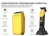 Supreme Trimmer Crunch Foil Shaver & 2Spee Trimmer Barber Hair Cutting Kit | Cordless Beard & Mustache Trimming Set | LCD Battery Displays, Removable Blade Design, Waterproof Shaver (Gold)