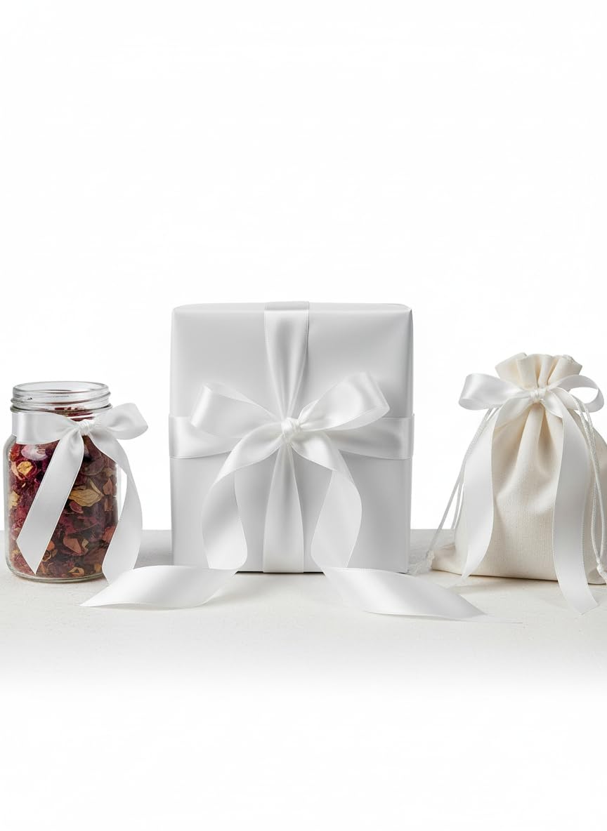Finesse Satin Ribbon Decoration, Gift Wrapping, Multi-Purpose Use (White, Size : 2 Inch, Packing : 22 Mtrs) 4