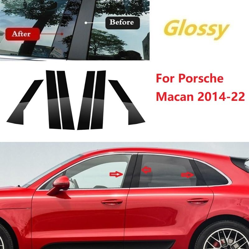 Weihuni Pilier De Fenêtre De Voiture Garniture Pour Porsche Macan 2014 2015-2022,Garniture De Moulure Du Pilier Autocollant