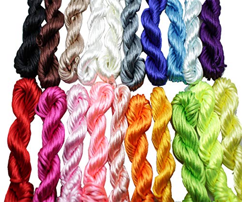 New 20bundles 200Yards 2.5mm Satin/Rattail Silk Cord for Necklace Bracelet Beading Cord
