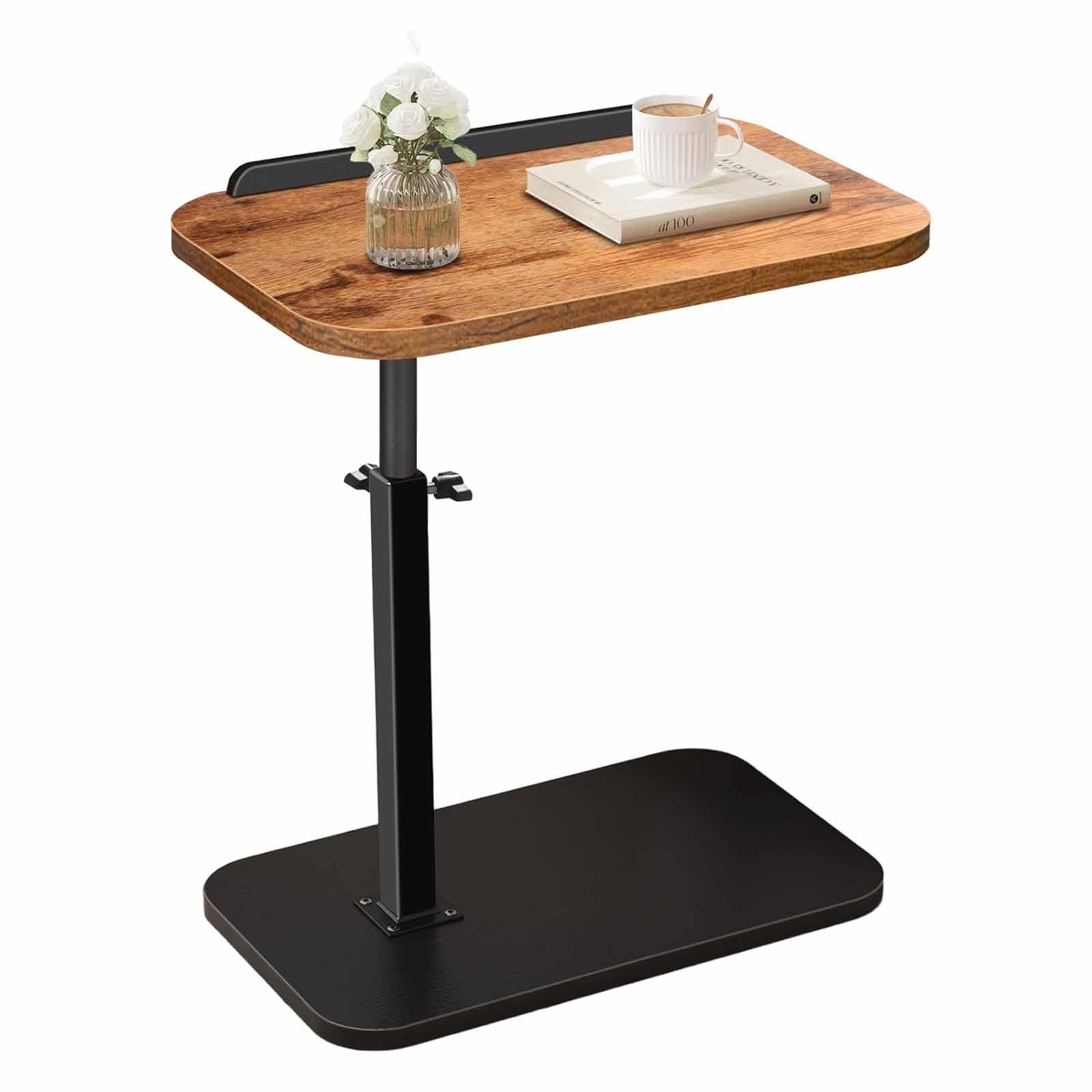 SXZenSpace Adjustable Side Table, C Shaped End Table for Couch, 360° Swivel Small Tables Living Room, Bedroom, TV Tray Spaces